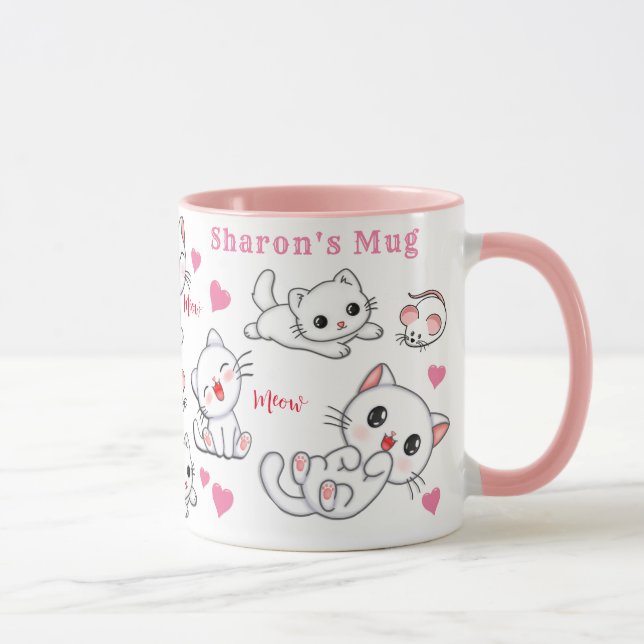 Mug Chat mignon personnalisé et boug pour enfants de s (Droite)