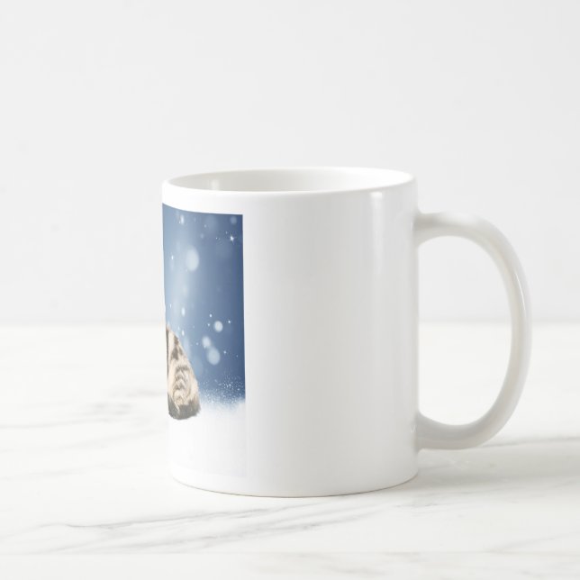 Mug Chat mignon portant chapeau de Noël rouge neige (Droite)