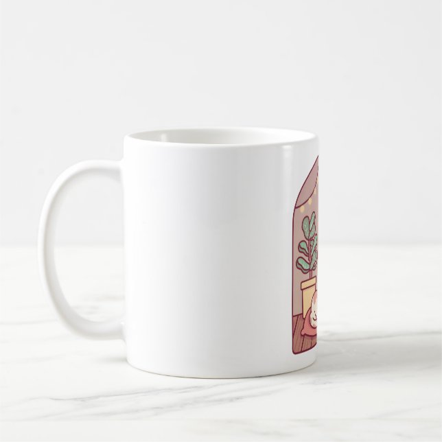 Mug Chat mignon se réchauffant et se blottissant devan (Gauche)
