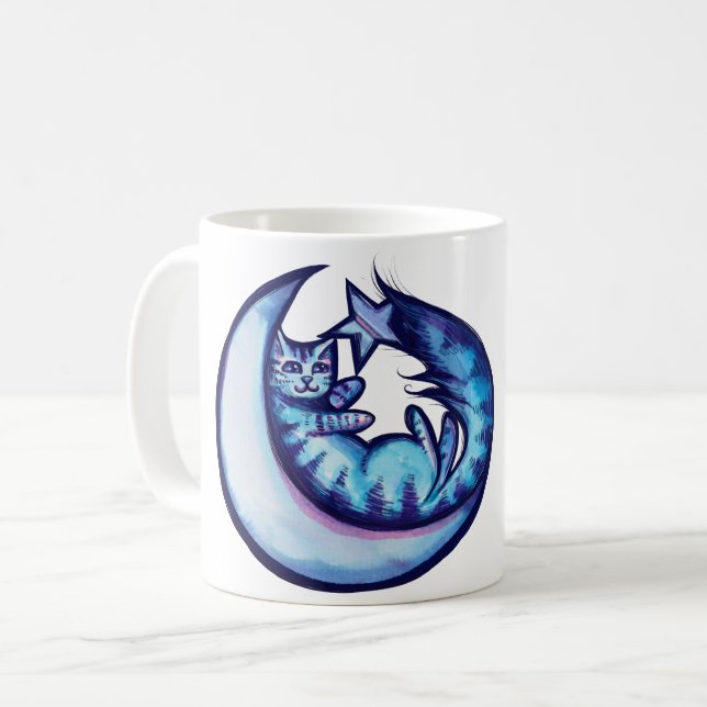 Mug Chat Moon Caturday Star Art Violet MoonCat         (Devant gauche)