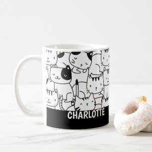 Mug Chat Motif noir et blanc mignon Personnalisé