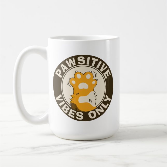 Mug Chat motivationnel Pawsitive vibes seulement Pun m (Gauche)