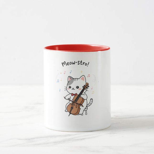 Mug Chat musicien au violoncelle mignon  (Centre)