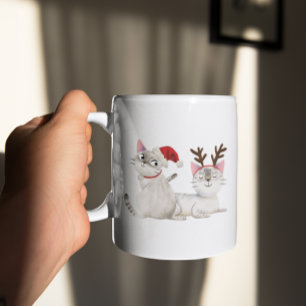 Mug Chat Noël chaton Santa Hat & Antlers