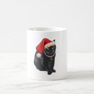 Mug Chat noir à Santa Hat