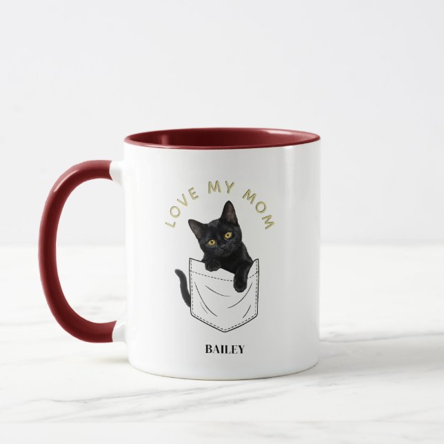 Mug Chat Noir Adorable dans le Nom de Poche (Gauche)