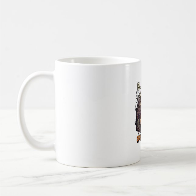 Mug Chat Noir Amour Spécial Halloween Citrouille Plein (Gauche)
