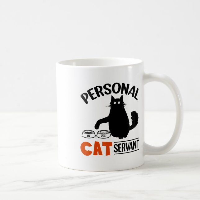 Mug Chat noir amusant Serviteur de chat personnel (Droite)
