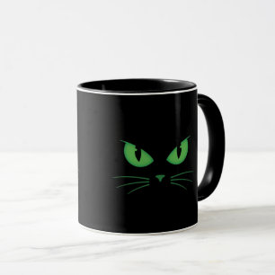 Mug Chat noir aux yeux verts effrayants
