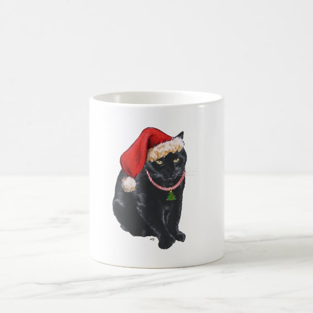 Mug Chat noir avec chapeau de Père Noël (Centre)