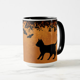 Mug Chat noir avec chauve-souris, Happy Halloween