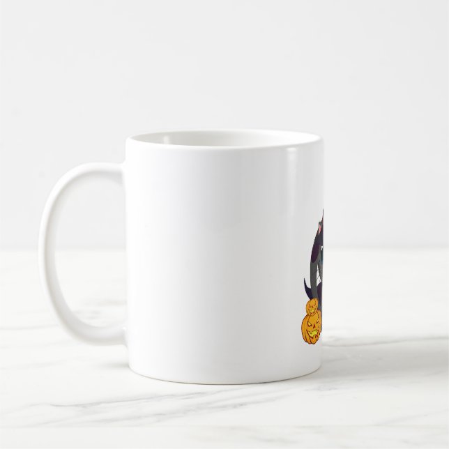 Mug Chat Noir Avec Chemise Halloween Jack-o'-lantern (Gauche)