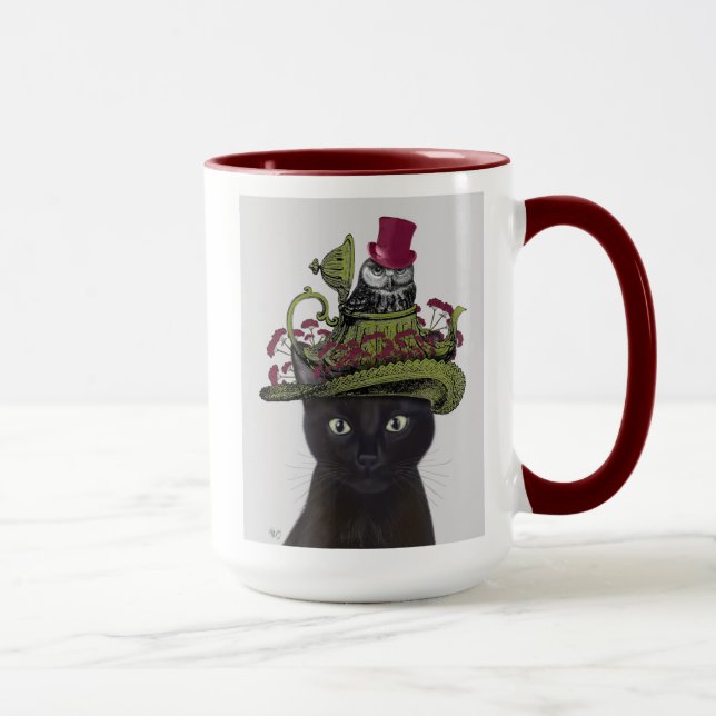 Mug Chat noir avec théière et hibou (Droite)