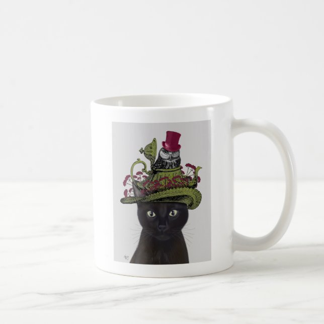 Mug Chat noir avec théière et hibou (Droite)
