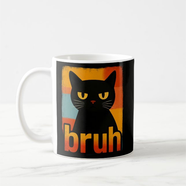 Mug Chat noir Bruh drôle rétro vintage Mème (Gauche)