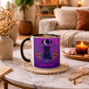 Mug Chat Noir Céleste Mystique Violet Rose