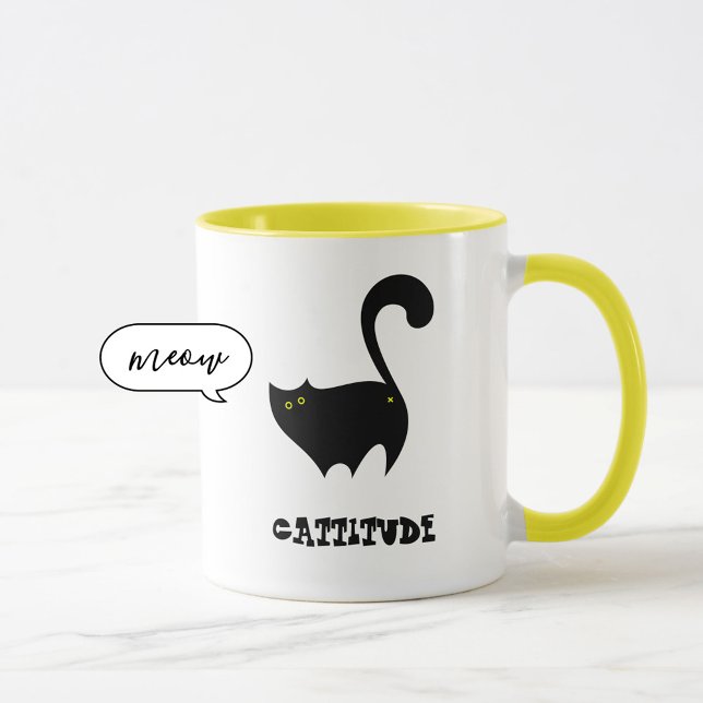 Mug Chat noir Cheeky avec Cattitude Funny (Créateur téléchargé)
