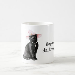 Mug Chat Noir Chic Chapeau Rose Halloween
