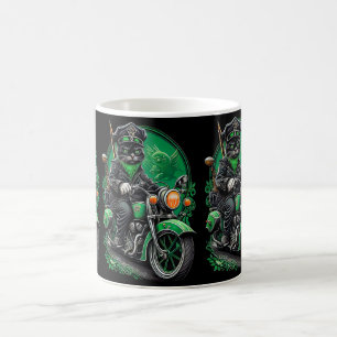 Mug Chat noir conduite vélo St. Patrick's Day