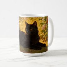 Chat noir dans les fleurs I
