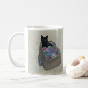Mug Chat noir dans un sac de fil
