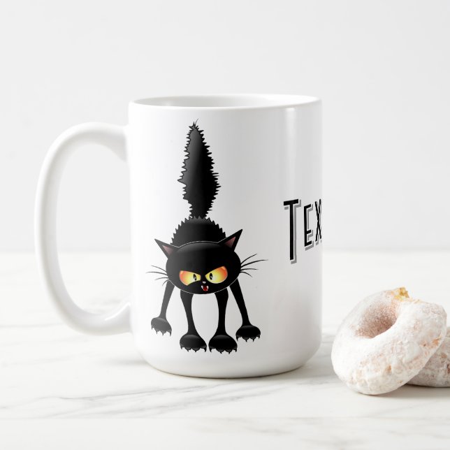 Mug Chat noir de dessin animé drôle et féroce  (Avec donut)