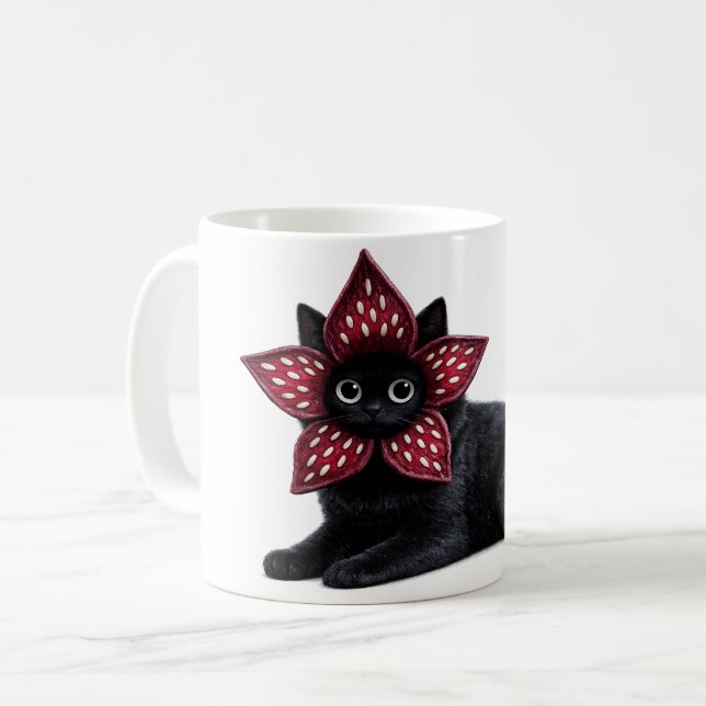Mug Chat noir de monstre inconnu | Art félin de fantas (Devant gauche)