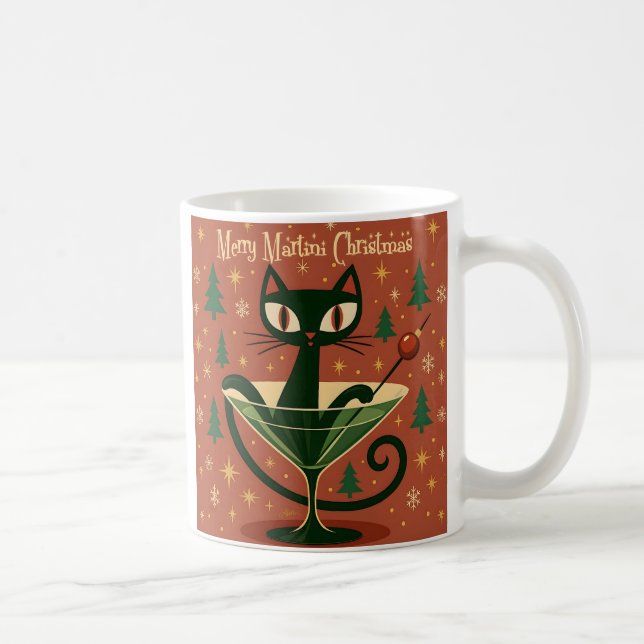 Mug Chat noir de Noël du milieu du siècle Merry Martin (Droite)