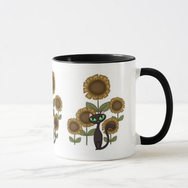 Mug Chat noir de tournesol (Droite)