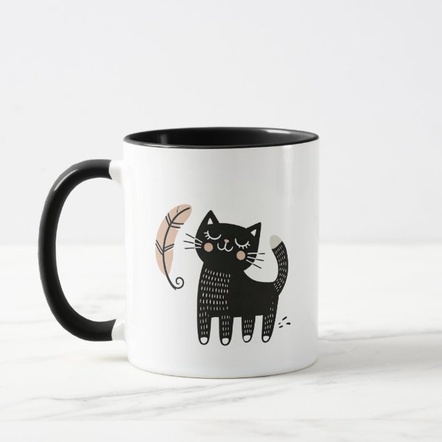 Mug Chat noir de Whimsical à regarder une mouche en pl (Gauche)