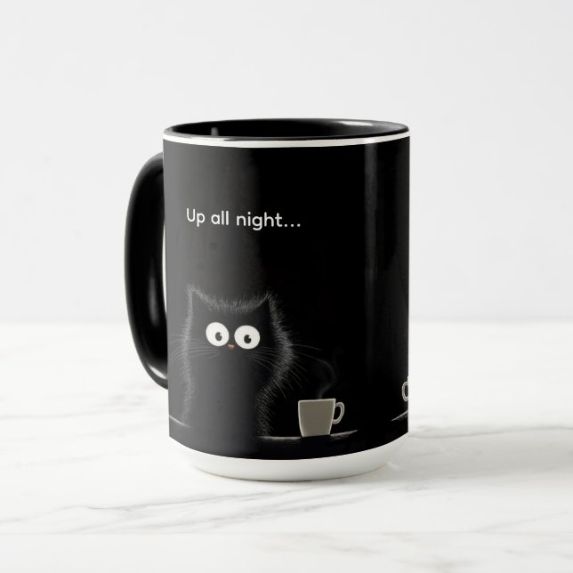 Mug Chat noir debout toute la nuit  (Devant gauche)