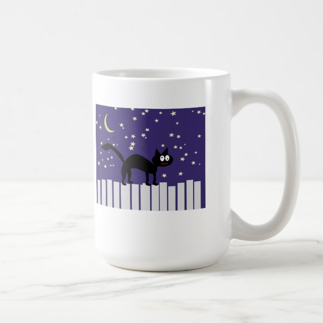Mug Chat noir d'Halloween sur clôture (Droite)