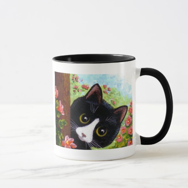 Mug Chat noir drôle Creationarts de smoking (Droite)