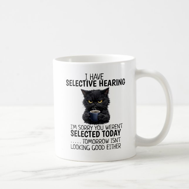 Mug Chat Noir Drôle Minimaliste Humour Moderne pour Co (Droite)