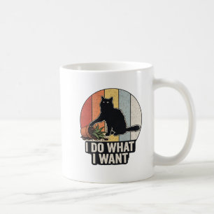 Mug Chat noir drôle & Plante Vintage "Je fais ce que j