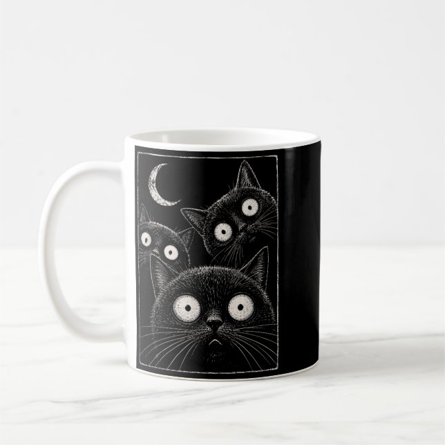 Mug Chat noir effrayant lune gothique mignon Halloween (Gauche)