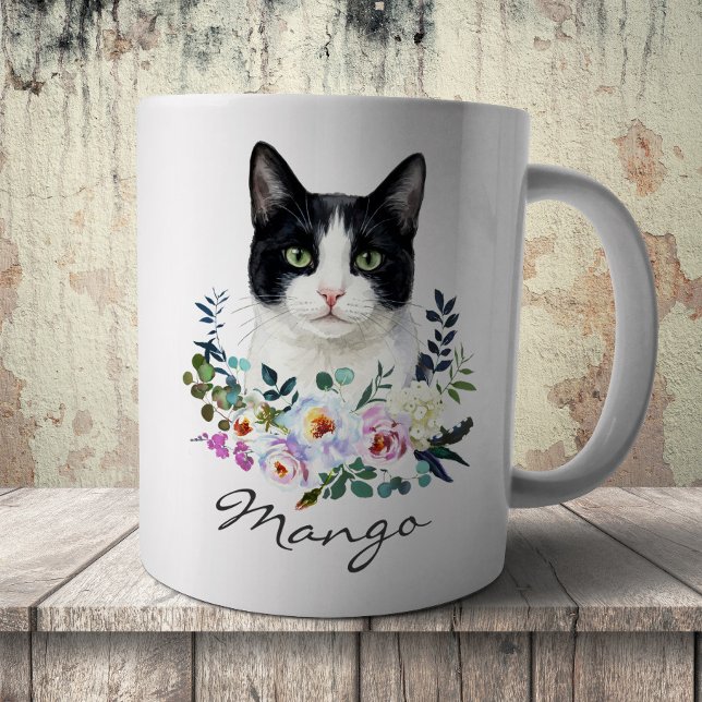 Mug Chat noir et blanc à l'aquarelle (Créateur téléchargé)
