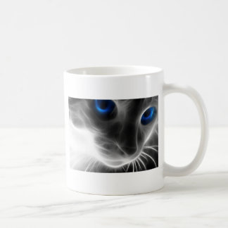 Mug Chat noir et blanc de Kitty observé par bleu