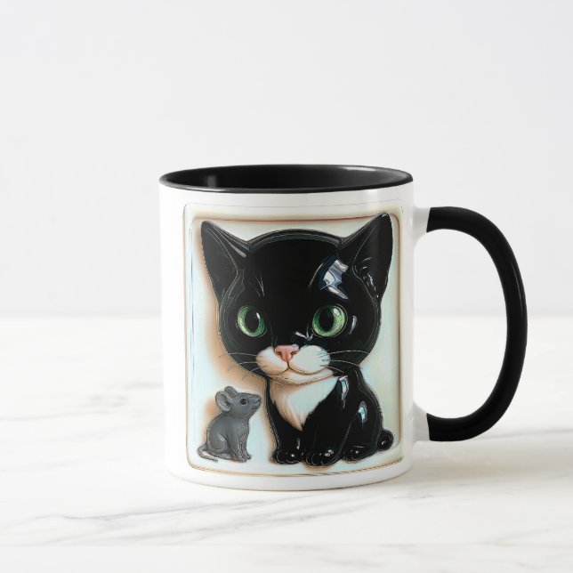 Mug Chat noir et blanc et souris (Droite)