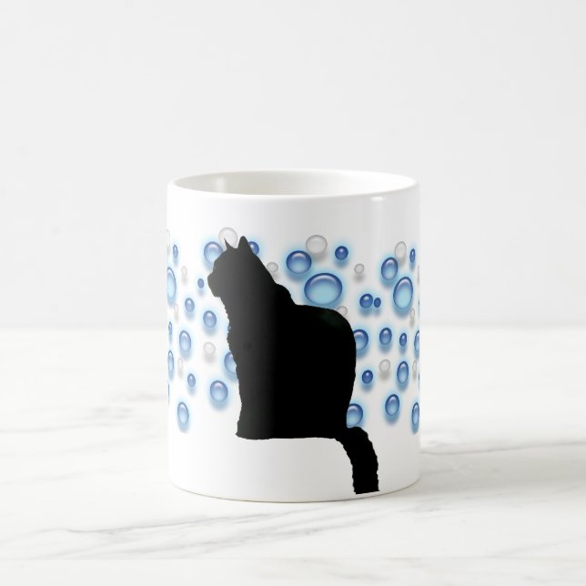 Mug - chat noir et bulles bleues (Centre)