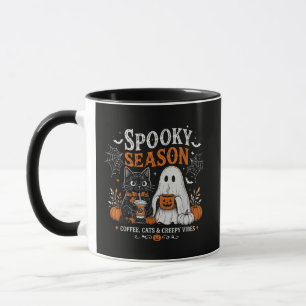 Mug Chat noir et fantôme amateur de café Halloween drô