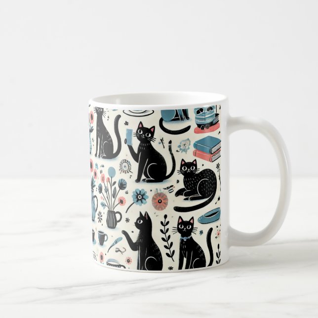 Mug Chat noir et fleur (Droite)
