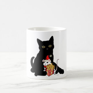 Mug Chat noir et souris blanche Noël
