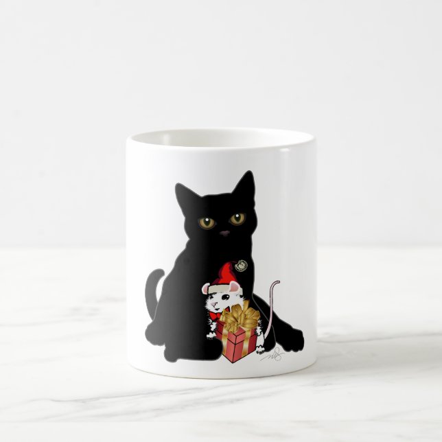 Mug Chat noir et souris blanche Noël (Centre)