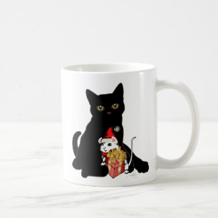 Mug Chat noir et souris blanche Noël