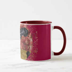 Mug Chat noir et terrier écossais dans un fauteuil rou