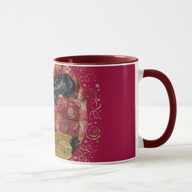 Mug Chat noir et terrier écossais dans un fauteuil rou (Droite)