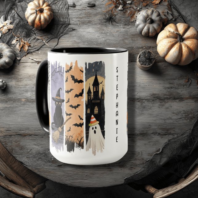 Mug Chat noir, Fantôme, Citrouille, Chauves-souris & M (Créateur téléchargé)