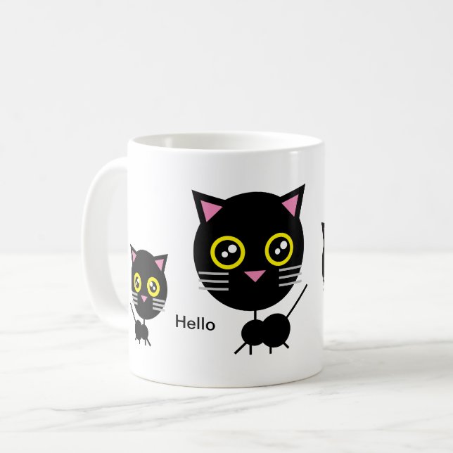 Mug Chat noir géométrique (Devant gauche)