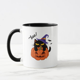 Mug Chat noir grassouillet dans un chapeau de sorcière